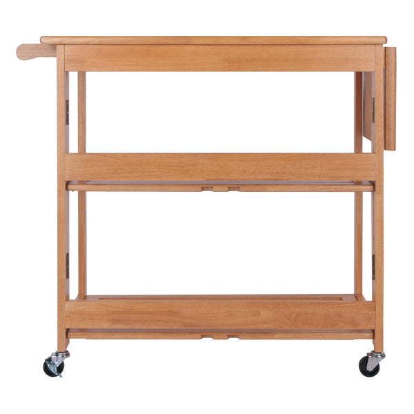 Winsome Wood Radley Kitchen Cart - Versatile Foldable Storage With Rolling Casters And Knife Holder In Light Oak Light Oak Solid Wood 34137-winsome-wood