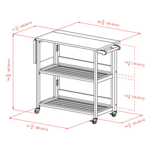 Winsome Wood Radley Kitchen Cart - Versatile Foldable Storage With Rolling Casters And Knife Holder In Light Oak Light Oak Solid Wood 34137-winsome-wood