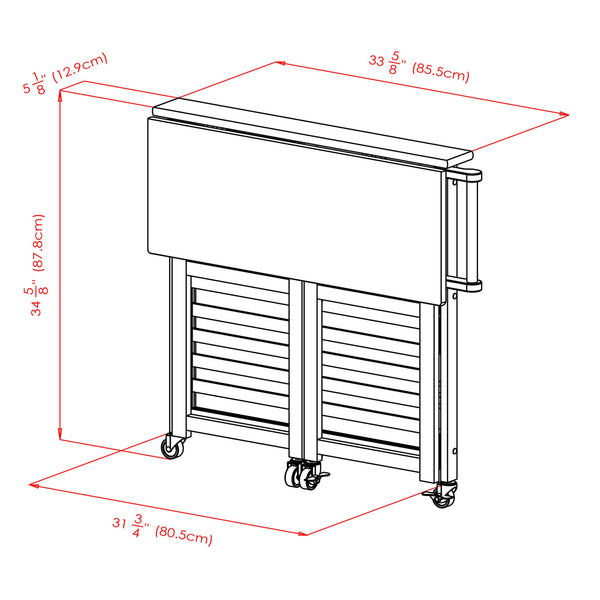 Winsome Wood Radley Kitchen Cart - Versatile Foldable Storage With Rolling Casters And Knife Holder In Light Oak Light Oak Solid Wood 34137-winsome-wood