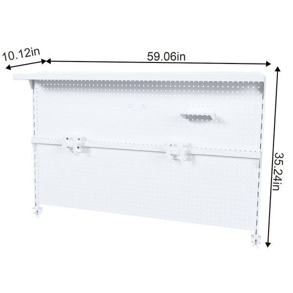English Elm Metal Pegboard Workstation Organizer Dual Monitor Arms Powder Coated Steel Gaming Desk White W2700P346781