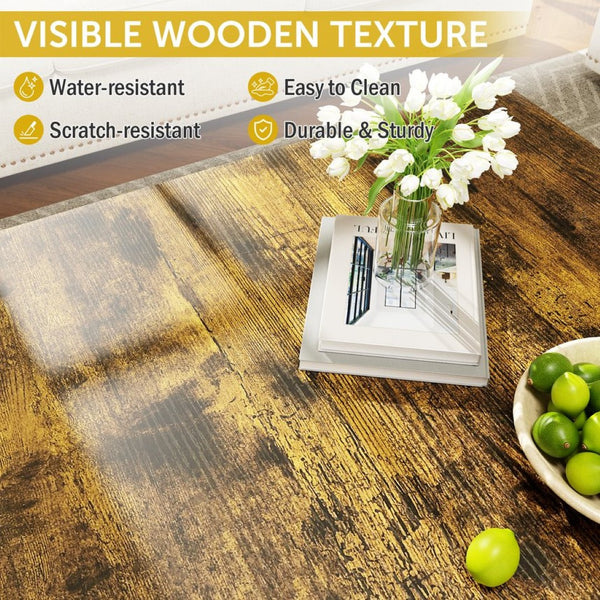 English Elm Coffee Table Square Led Lit Engineered Wood Farmhouse Design with Storage Drawers Black W1550P317687