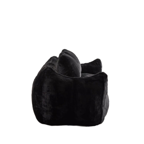 English Elm Giant Ultra Soft Fluffy Loveseat Bean Bag Sofa for Adults, Oversized Shredded Foam Couch with Pillows Black W3723P353894
