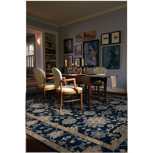 Capel Rugs Metropolis-ushak Urban Chic Area Rug - Exquisite New Zealand Wool For Modern Interior Designs Navy, Tan 100% Nz Wool 3415rs06070910475