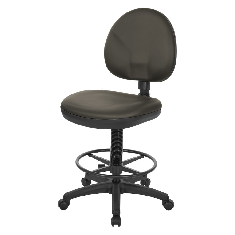 OSP Home Furnishings Sculptured Ergonomic Drafting Chair with Lumbar Support Padded Seat and Adjustable Footring Graphite DC550-R111