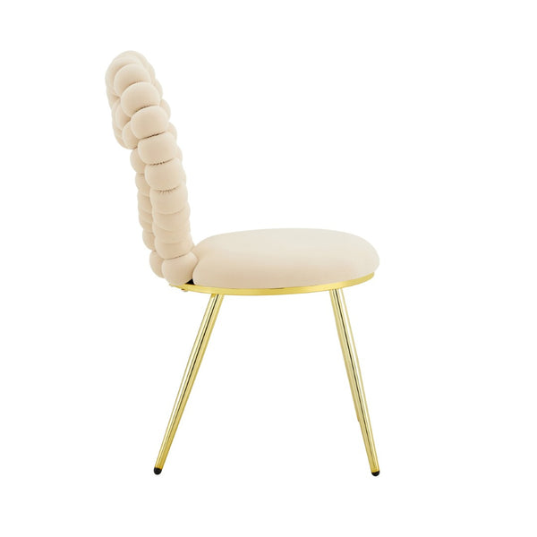 English Elm Unique Heart Shaped Bubble Tufted Velvet Accent Chair Glam Metal Frame Vanity Seat Beige,Gold W3875P446139