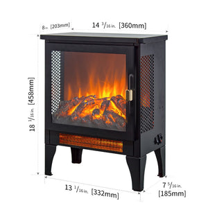 English Elm 18 Inch Freestanding Electric Fireplace Stove with 3d Led Flame and Matte Black Finish W1769P345279