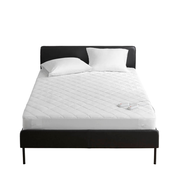 English Elm 1 Full Heated Mattress Pad White - Plush 85gsm Microfiber, 150g Fill, 15" Skirt, Cozy Warmth & Fit B035P319624