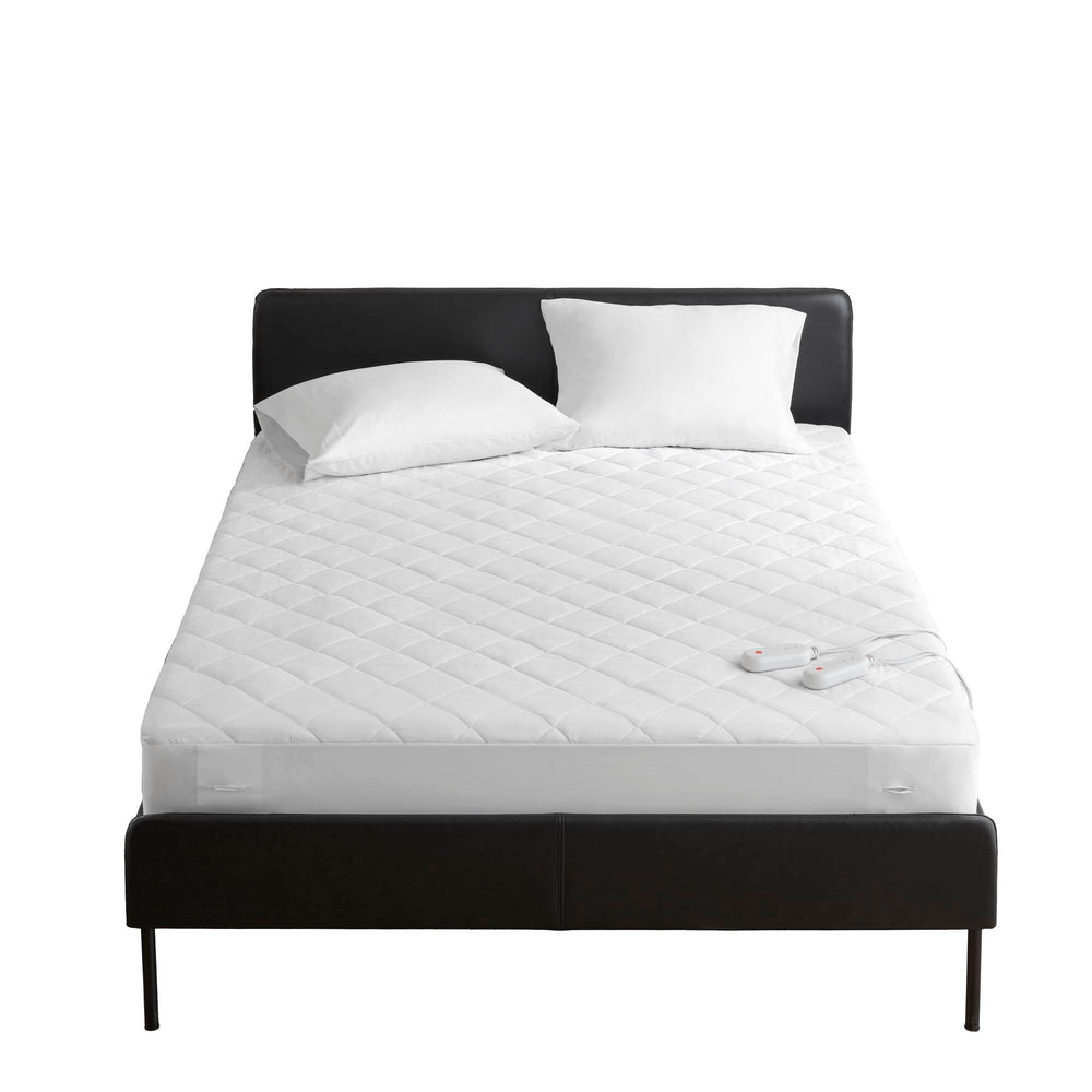 English Elm 1 Cal King Heated Mattress Pad White - 72x84x15 Oversized Plush Microfiber, 150g Fill, Deep Skirt B035P319627