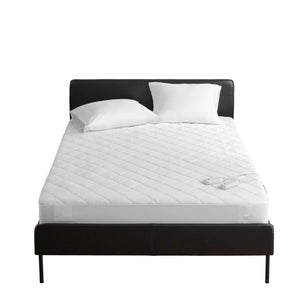 English Elm 1 Cal King Heated Mattress Pad White - 72x84x15 Oversized Plush Microfiber, 150g Fill, Deep Skirt B035P319627