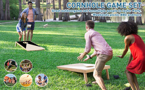 English Elm Solid Pine Regulation Cornhole Set with Uv Printed Boards and 8 All Weather Bean Bags W1790P195747