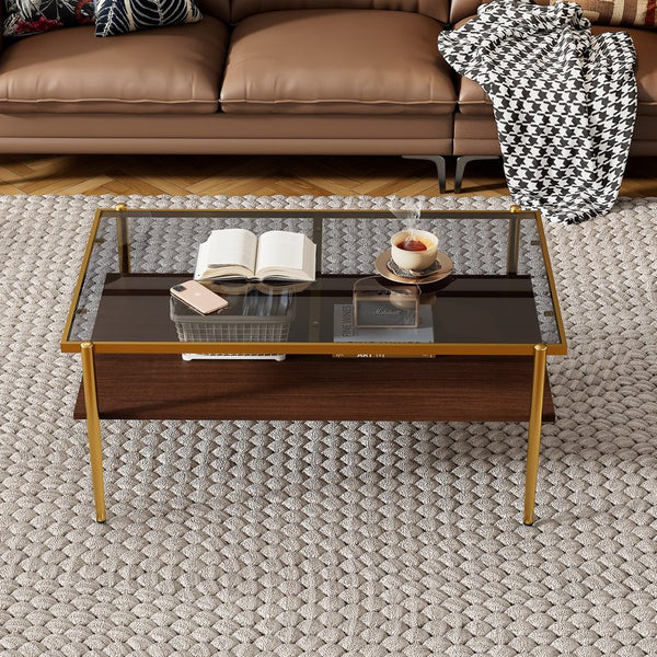 English Elm Coffee Table And End Tables Set Of 3 - Sleek Gray Tempered Glass & Mdf, Modern Living Room Decor W241S00045