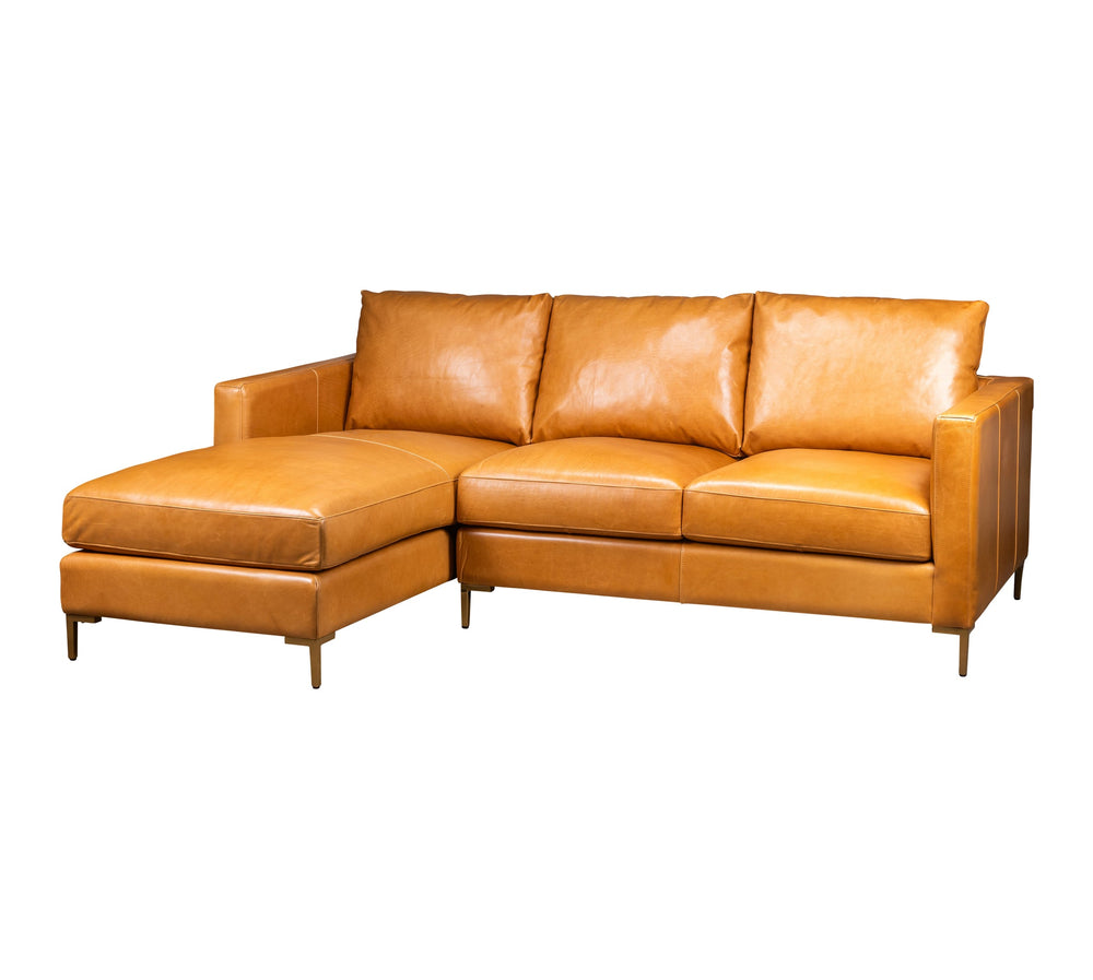 Olivia + Quinn Taylor Sectional In Luxurious Top Grain Leather - Modern Design With Ample Seating & Style Ambassador Camel Leather,Foam,Wood 3422_3417_Vgt2362