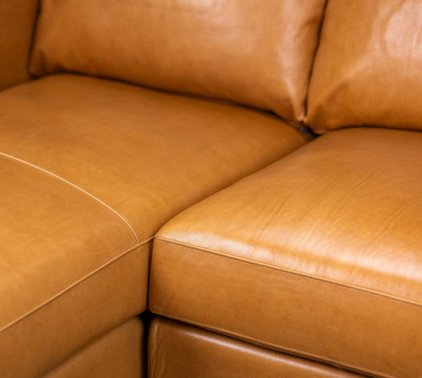 Olivia + Quinn Taylor Sectional In Luxurious Top Grain Leather - Modern Design With Ample Seating & Style Ambassador Camel Leather,Foam,Wood 3422_3417_Vgt2362