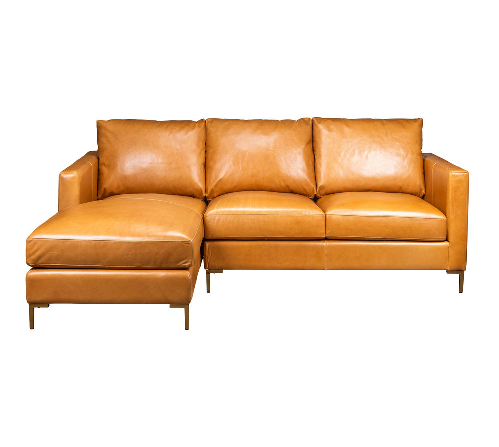 Olivia + Quinn Taylor Sectional In Luxurious Top Grain Leather - Modern Design With Ample Seating & Style Ambassador Camel Leather,Foam,Wood 3422_3417_Vgt2362