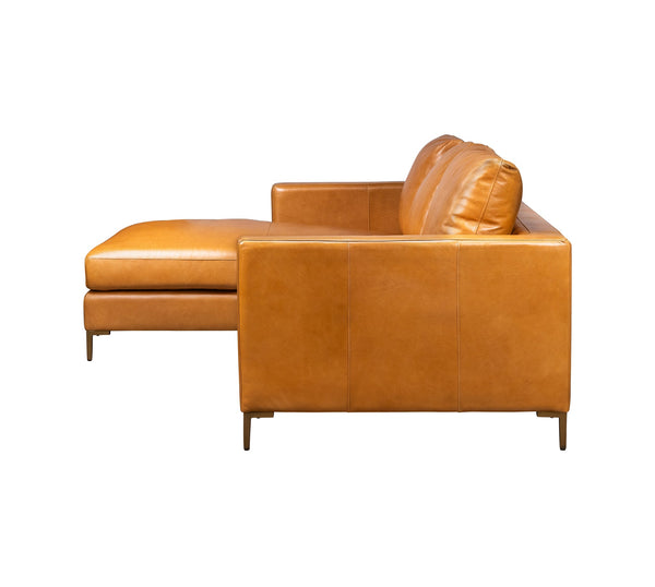 Olivia + Quinn Taylor Sectional In Luxurious Top Grain Leather - Modern Design With Ample Seating & Style Ambassador Camel Leather,Foam,Wood 3422_3417_Vgt2362