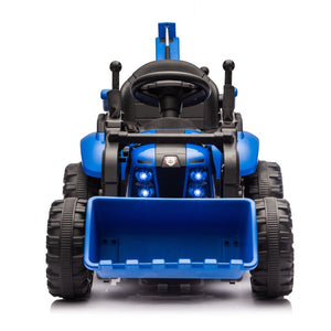 English Elm 24v Kids Electric Tractor with Swappable Construction Attachments and Parent Remote W1578P230011
