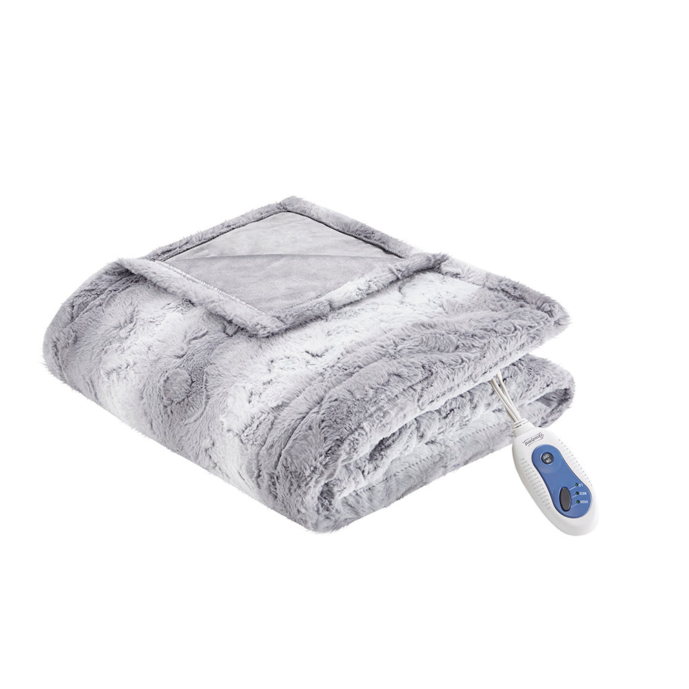 JLA Home Beautyrest - Oversized Faux Fur Heated Throw Blanket with Secure Comfort, Low EMF, OEKO-TEX, 3 Heat Levels, 5-Year Warranty BR54-0859