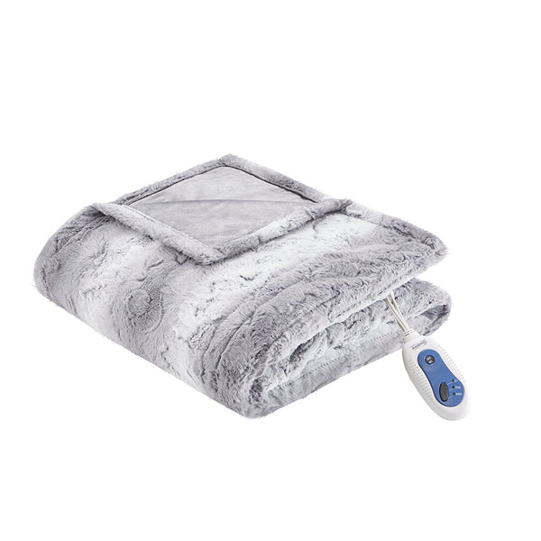 JLA Home Beautyrest - Oversized Faux Fur Heated Throw Blanket with Secure Comfort, Low EMF, OEKO-TEX, 3 Heat Levels, 5-Year Warranty BR54-0859