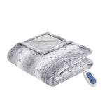 Beautyrest Zuri Glam/Luxury Oversized Faux Fur Heated Throw BR54-0859 Grey