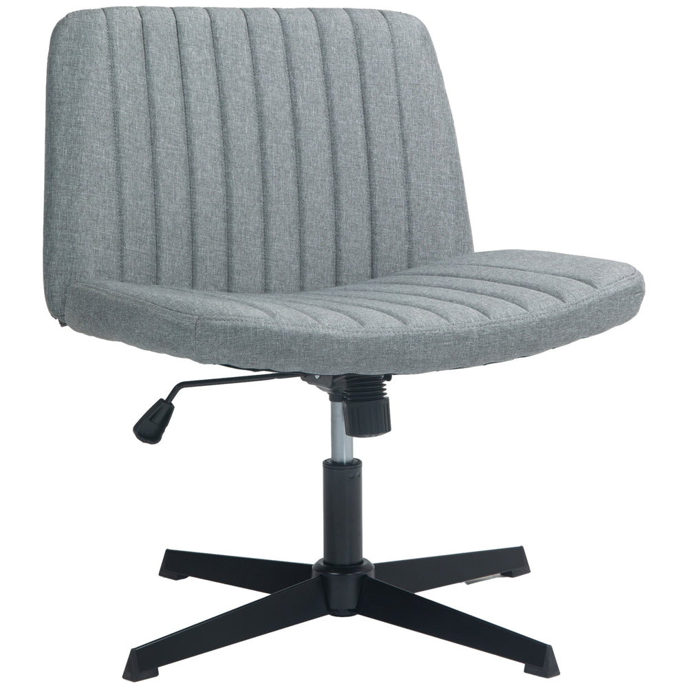 English Elm HOMCOM Wide Armless Office Chair with Breathable Linen Fabric, Thick Foam Padding, Tilt & Swivel Grey W2225P200764