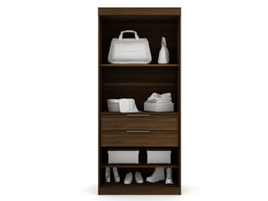 English Elm Mulberry 36" Wardrobe Closet with Adjustable Shelves, Sleek Aluminum Handles, Space-Saving Design Chestnut B365S00006