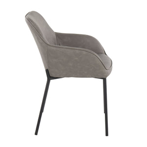 English Elm Contemporary Bucket Chair Set of 2 Cream Velvet Upholstered with Slim Black Metal Legs B202S01333