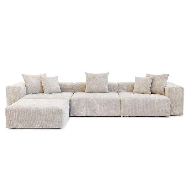 English Elm Pixel Modern Modular Sofa - Versatile L-Shaped 4-Seater In Cozy Corduroy, Perfect For Families! B341S00023-GIGA