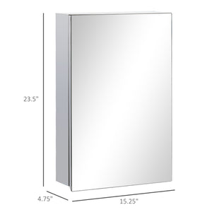 English Elm kleankin Wall-Mounted Medicine Cabinet with Mirror — Stainless Steel Waterproof Storage, Soft-Close Doors, 15x24 Silver W2225P200360