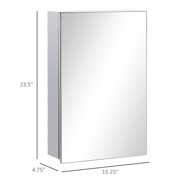 English Elm kleankin Wall-Mounted Medicine Cabinet with Mirror — Stainless Steel Waterproof Storage, Soft-Close Doors, 15x24 Silver W2225P200360