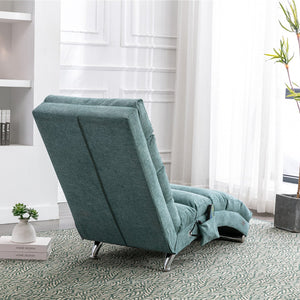 English Elm Linen Ergonomic Massage Chaise Lounge with Remote Control, 140° Recline, Heavy-Duty Frame, 5 Modes Teal W39539623