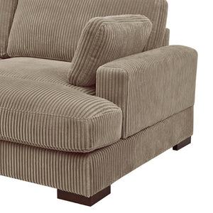English Elm Large Corduroy Chaise Loveseat with Extended Leg Support for Relaxed Living Rooms Camel B2748S00009