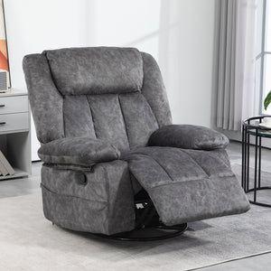 English Elm HOMCOM Swivel Rocker Recliner Chair with 360° Swivel, 145° Recline, Velvet Padding, Footrest & Pockets W2225P200839