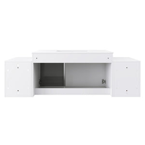 English Elm 60" Freestanding Double Sink Bathroom Vanity with Soft-close Doors and Three Drawers W999S00531