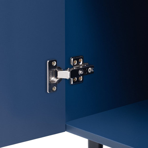 English Elm Mirod Geometric Relief Mdf Cabinet Set Lacquered Finish Metal Legs Modern Living Room Navy Blue N760S0000034M