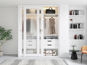 English Elm 30 in Matte Mdf Bi-fold Door with Frosted Glass Panels Hardware and Handle Included B2763P483204