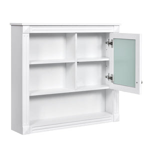 English Elm 32'' Bathroom Wall Cabinet Mirror — 32-inch Wall-Mounted Medicine Cabinet with Adjustable Shelves for Streamlined Bathroom Storage and Stylish Organization White N710P254922K