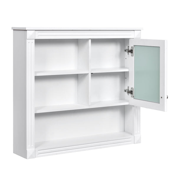 English Elm 32'' Bathroom Wall Cabinet Mirror — 32-inch Wall-Mounted Medicine Cabinet with Adjustable Shelves for Streamlined Bathroom Storage and Stylish Organization White N710P254922K