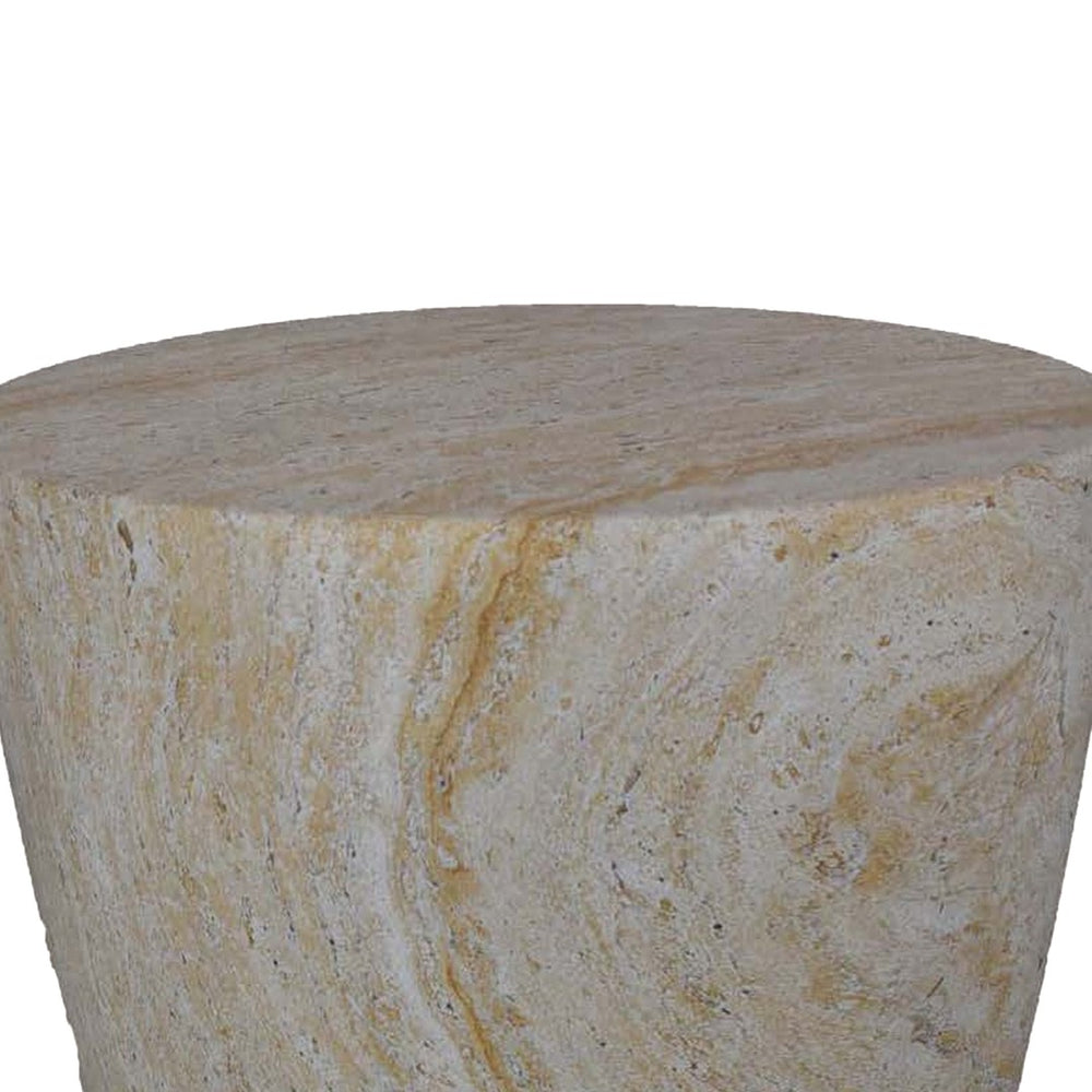English Elm Archi Fluted Resin Plant Stand with Marbled Stone Look for Indoor Outdoor Decor B056P416932