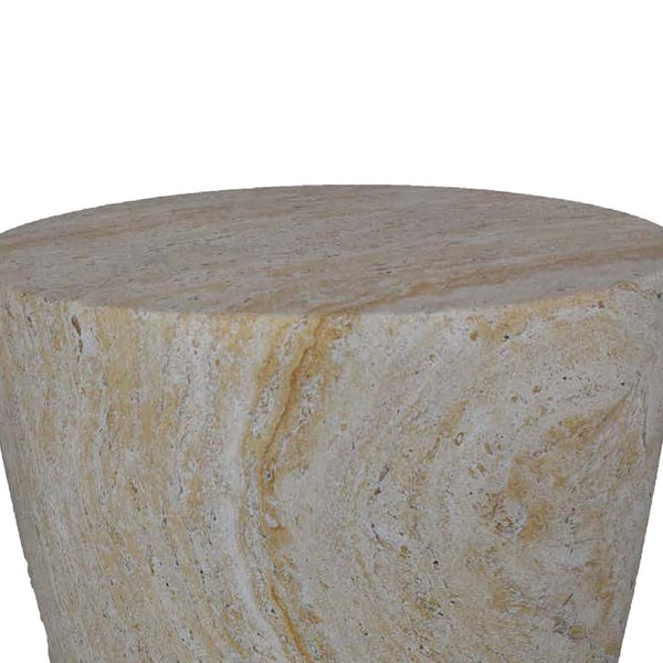 English Elm Archi Fluted Resin Plant Stand with Marbled Stone Look for Indoor Outdoor Decor B056P416932