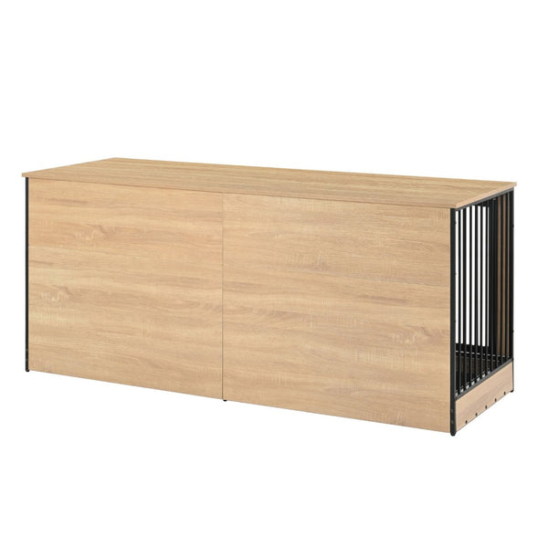 English Elm Dog Crate Furniture Double Compartment Mdf Wood Console for Two Large Breeds W420P348726