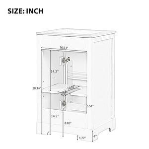 English Elm 20" Modern Bathroom Vanity With Ceramic Sink, Soft-Close Door, Adjustable Shelf, Grey Finish N725P351848E