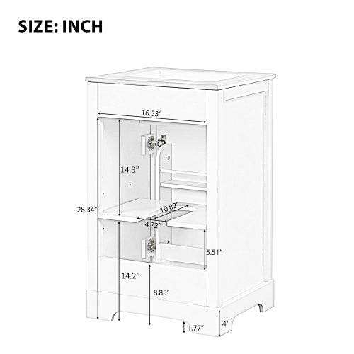 English Elm 20" Modern Bathroom Vanity With Soft-Close Door, Adjustable Shelf, Ceramic Sink, Compact Storage Solution N725P351848B