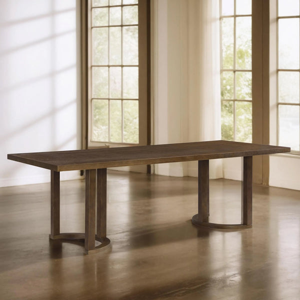 English Elm Christopher Knight Home® - 95 Modern Solid Wood Dining Table with U-Shaped Trestle Base Seats 8, Sleek Rectangular Design Walnut N771P195513T