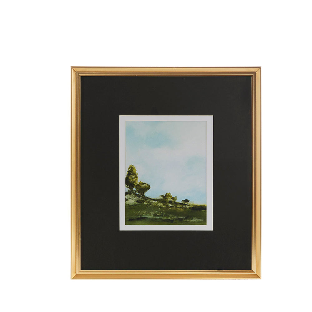 JLA Home Madison Park - Framed Abstract Landscape by Delsie Walters, Double-Matted Green & Blue Print in Gold Frame, Glass Front MT95G-0029