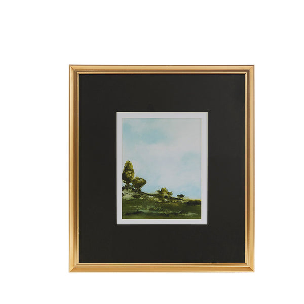JLA Home Madison Park - Framed Abstract Landscape by Delsie Walters, Double-Matted Green & Blue Print in Gold Frame, Glass Front MT95G-0029