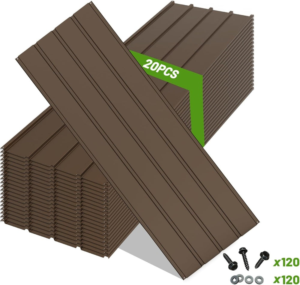 English Elm 20pcs Galvanized Steel Corrugated Roofing Panels Waterproof Outdoor Shed Pergola Kit W1859P471232