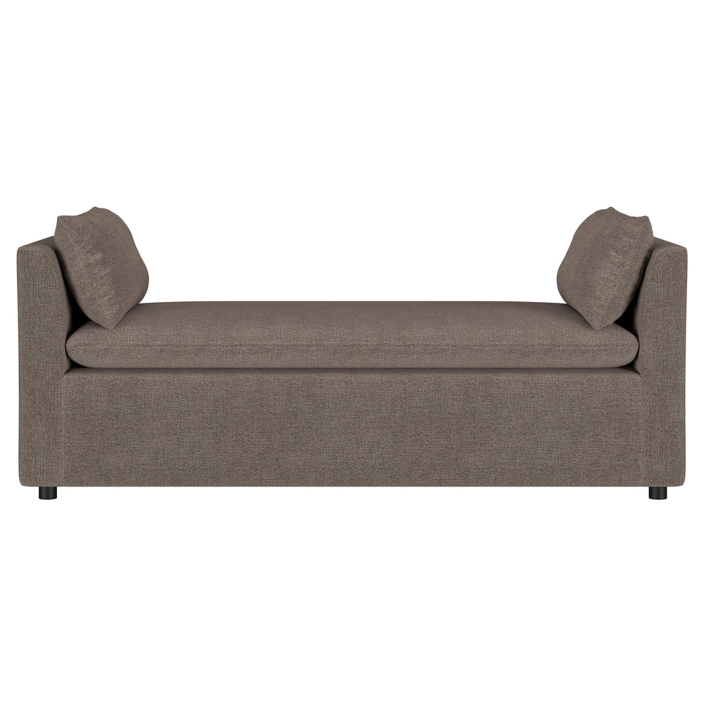 English Elm Isiah Brown Raised Arm Accent Bench with Plush Cushion & Pillows, Backless Modern Upholstered Seating B062P358468