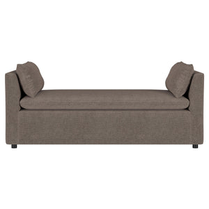 English Elm Isiah Brown Raised Arm Accent Bench with Plush Cushion & Pillows, Backless Modern Upholstered Seating B062P358468