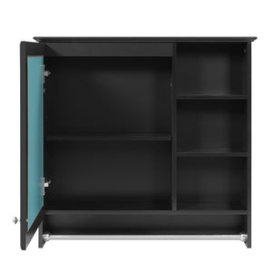 English Elm 30 Inch Wall Mount Mirror Cabinet Mdf Storage with Soft Close Hinges Bathroom Vanity Black N710P186086B