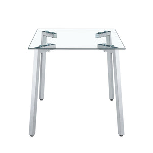 English Elm Glass Dining Table - Elegant Transparent Design With Sturdy Chrome Legs - Modern & Versatile For Any Space W370S00053